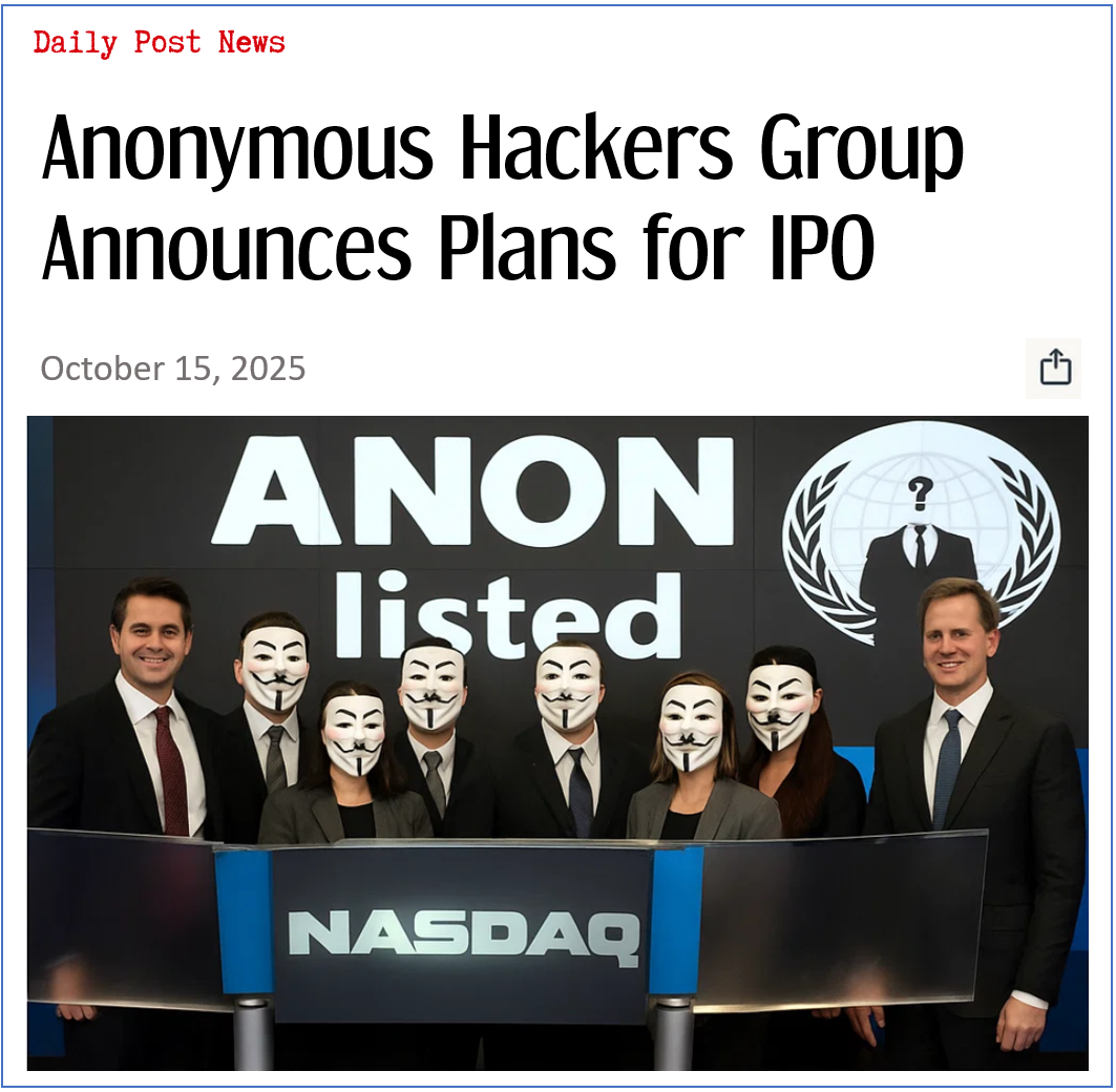 ‘Anonymous’ Hackers Group Announces Plans for IPO