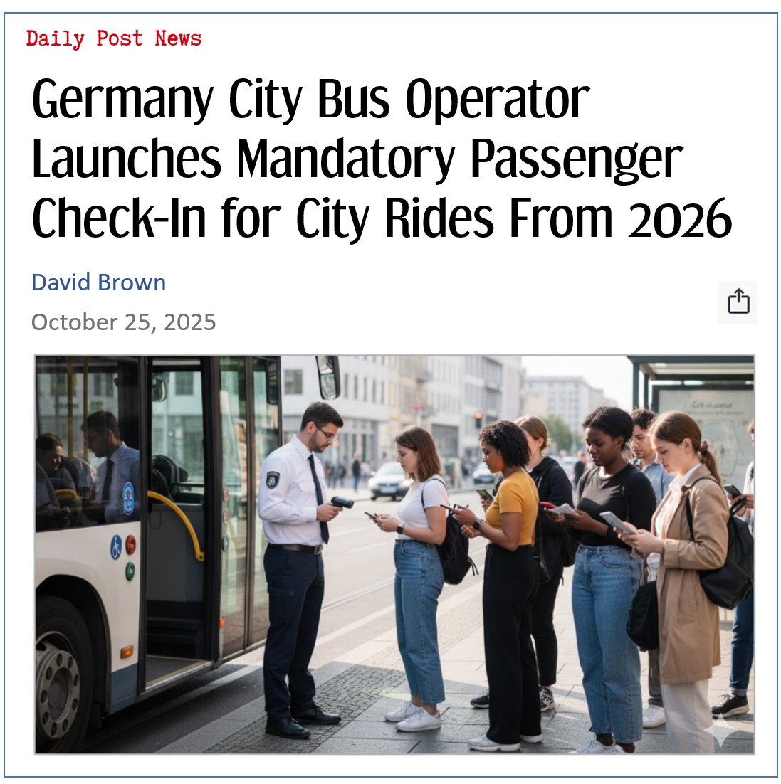 Germany City Bus Operator Launches Mandatory Passenger Check-In for City Rides From 2026