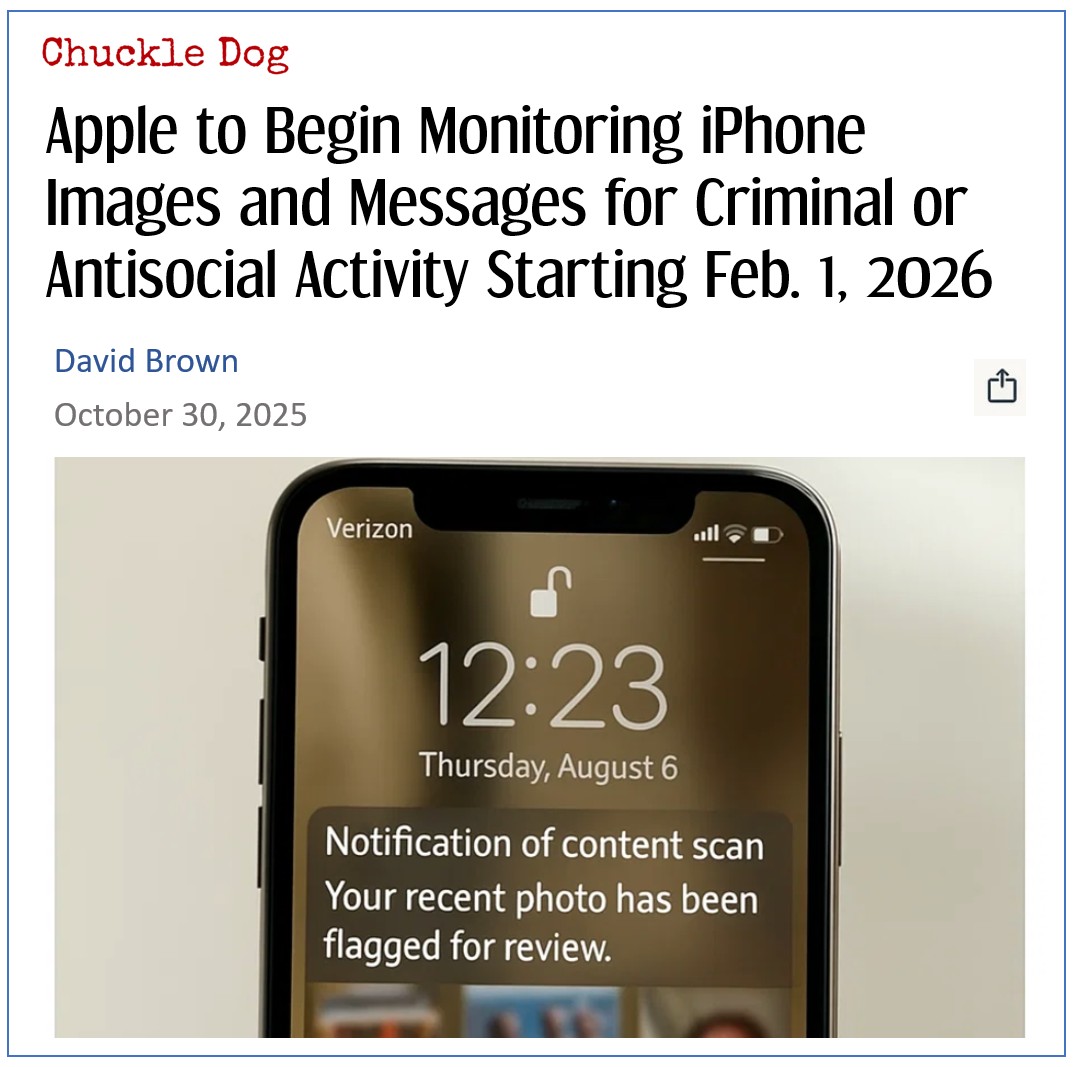 Apple to Begin Monitoring iPhone Images and Messages for Criminal or Antisocial Activity Starting Feb. 1, 2026