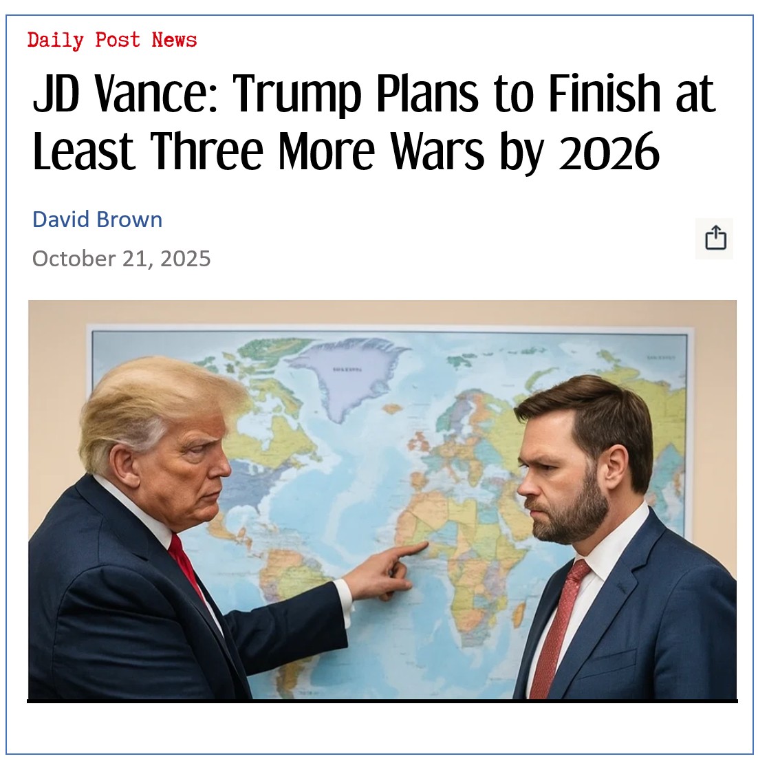 JD Vance: Trump Plans to Finish at Least Three More Wars by 2026
