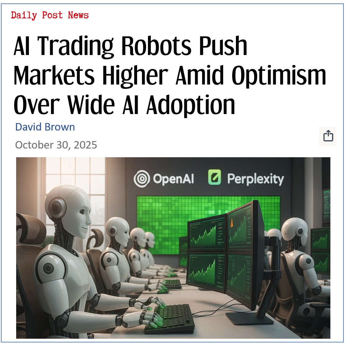 AI Trading Robots Push Markets Higher Amid Optimism Over Wide AI Adoption