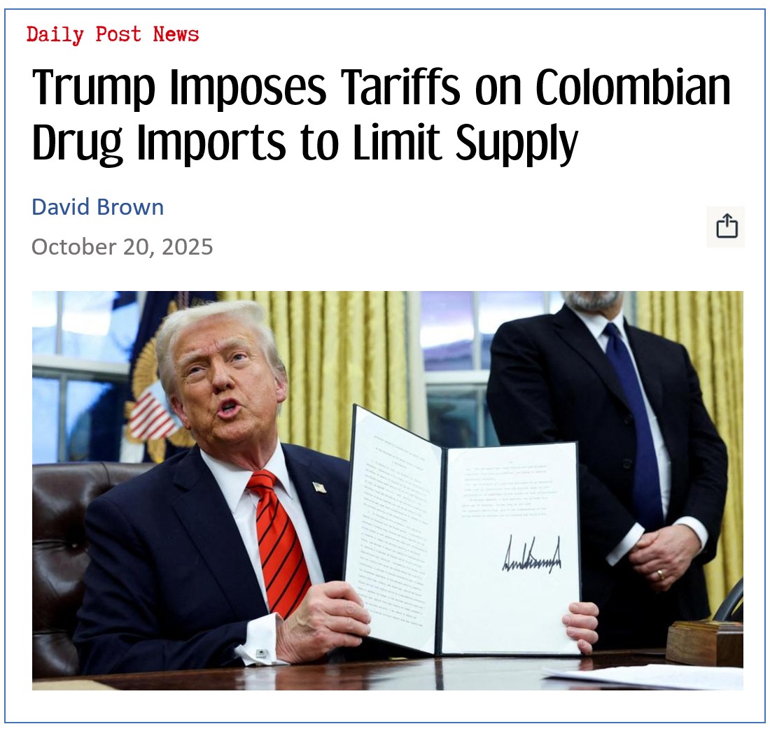 Trump Announces Tariffs on Colombian Drug Imports to Limit Supply