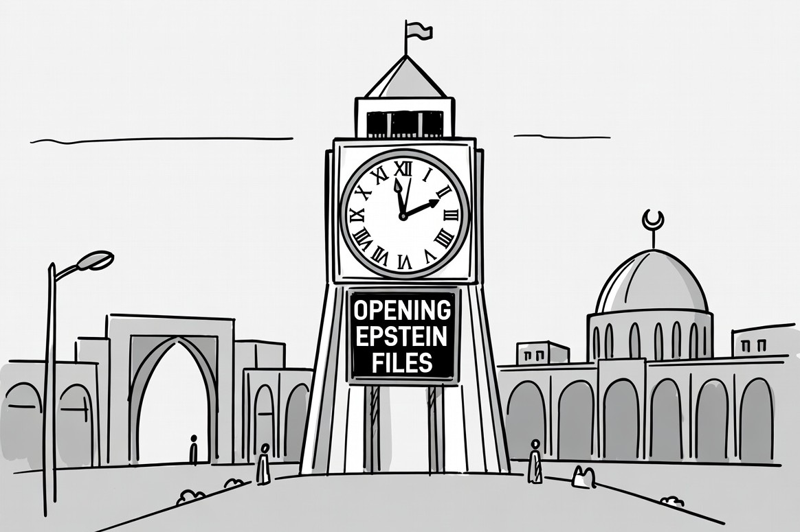 Iran Installs Clock On Central Square Of Tehran Counting Down To Opening Epstein Files