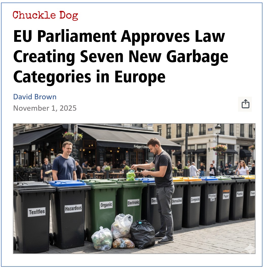 EU Parliament Approves Law Creating Seven New Garbage Categories in Europe