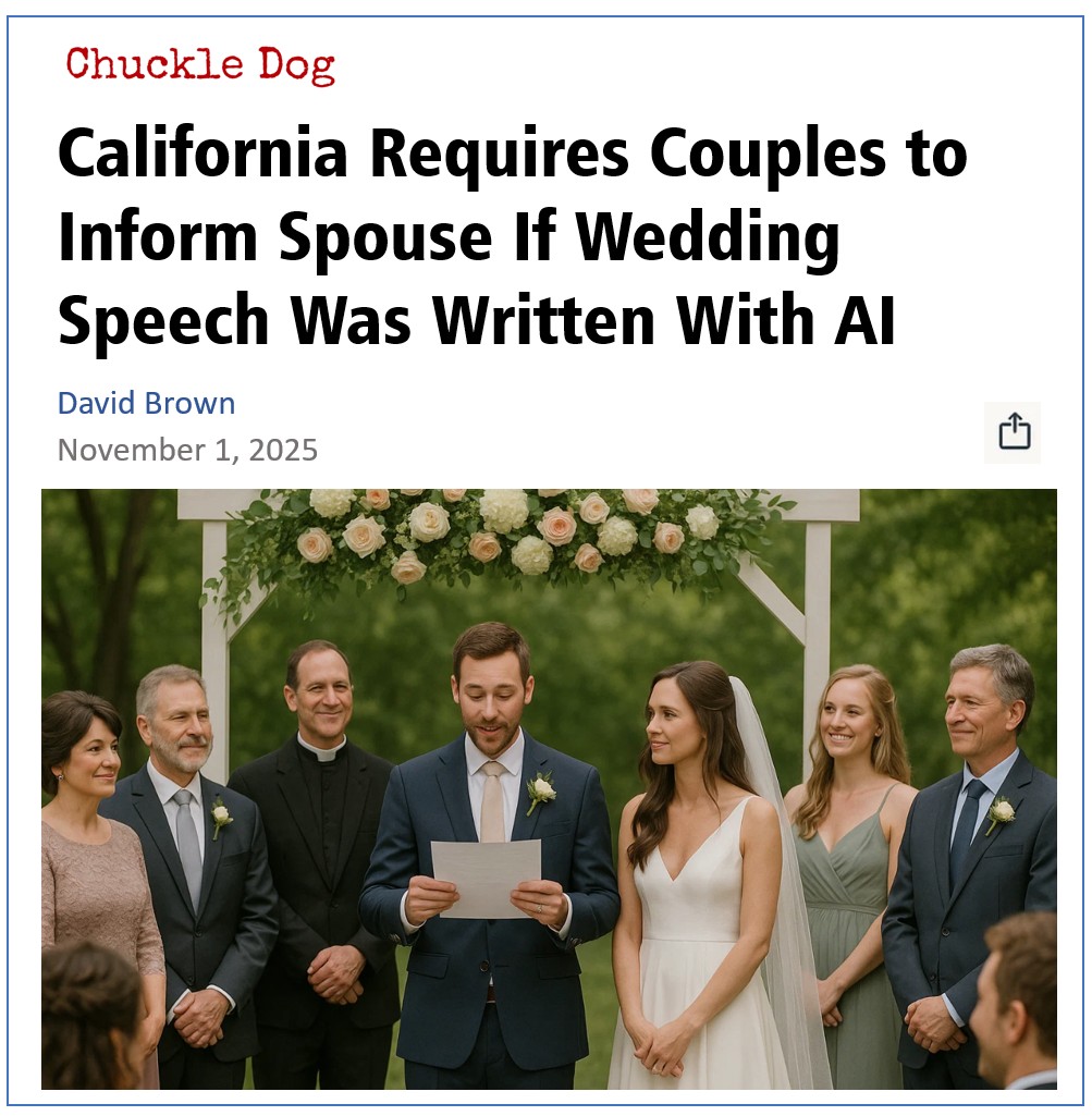 California Requires Couples to Inform Spouse If Wedding Speech Was Written With AI